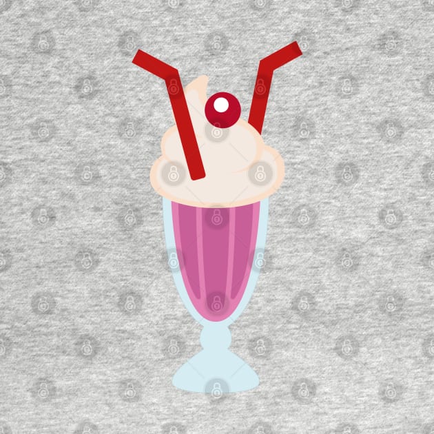 Strawberry Milkshake with Cherry on Top and Two Straws by Tooniefied